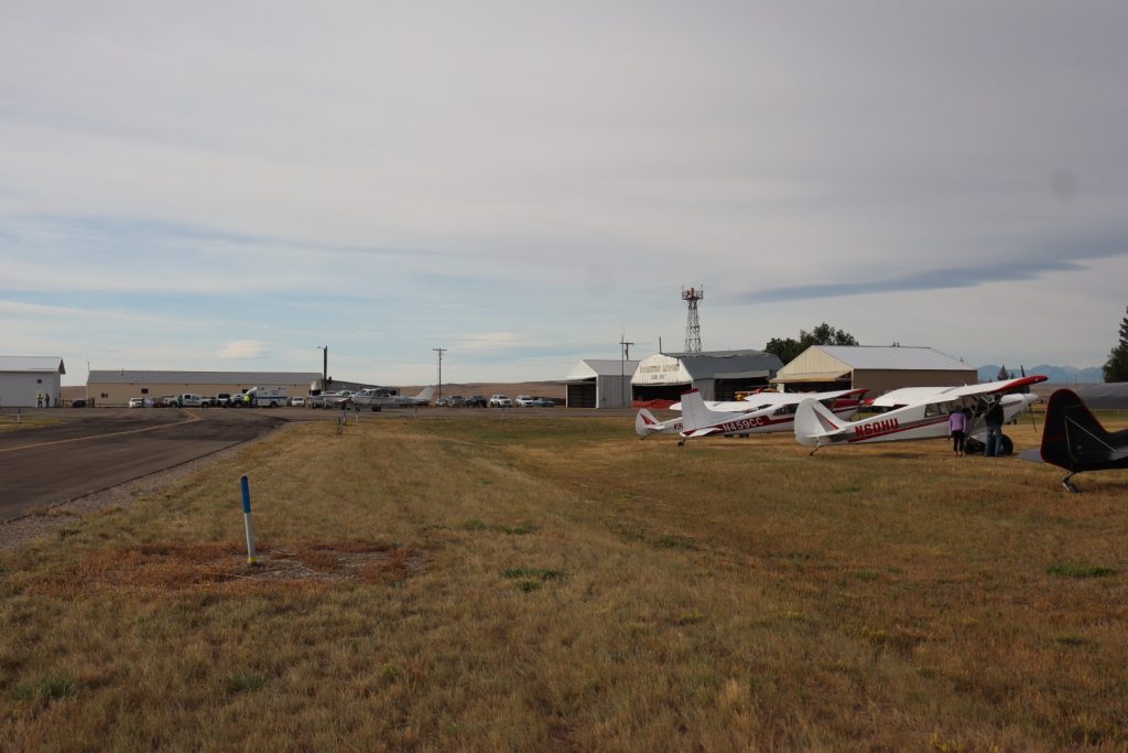 looking from runway toward harlowton airport during fly-in
